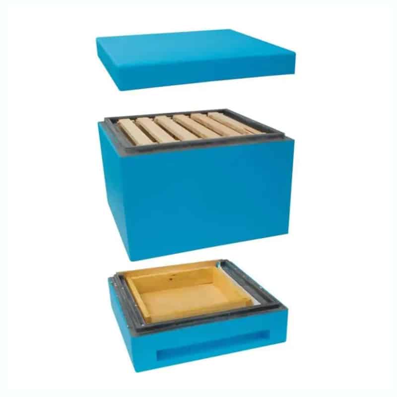 Mini Hive con nutritore a cassetto, arnietta di fecondazione 6 telaini in polistirolo compatto verniciato