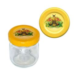 Vaso 50g, modello tondo, compreso capsula disegno ape, conf. 30 pezzi
