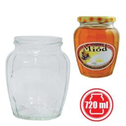 Vaso 1000g (730ml) modello giara sfaccettata, compreso capsula disegno alveare