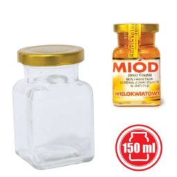 Vaso 210g (150ml) modello quadrato, compreso capsula color oro, conf. 15 pezzi