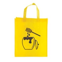Borsa miele ecologica gialla, disegno vaso miele