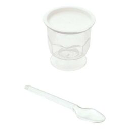 Vaso 35g (25ml) modello coppetta in plastica idonea con paletta e capsula, conf. 10 pezzi
