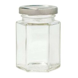 Vaso 160g (110ml), modello esagonale con capsula color argento
