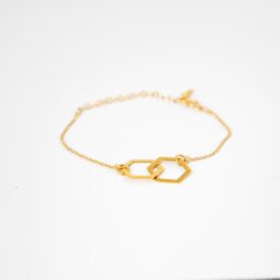 Bracciale esagoni in argento 925 placcato oro - BL_B17