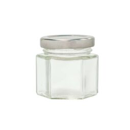 Vaso 70g (50ml), modello esagonale, con capsula color argento