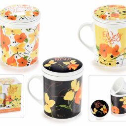 Tazza tisaniera in porcellana Poppies&Geranium c/scat.regalo