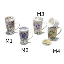 Tazza tisaniera in porcellana lucida con stampe