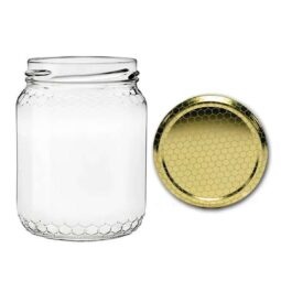 Vaso 1000g (773ml) modello tondo, compreso capsula disegno alveare