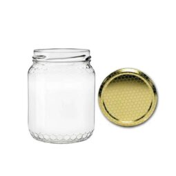 Vaso 500g,(390ml) modello tondo, compreso capsula disegno alveare