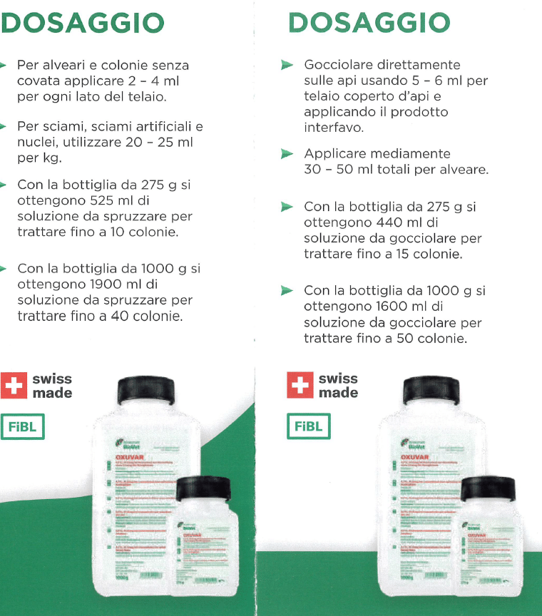 OXUVAR 5,7%, soluzione a base di ossalico, per circa 15 colonie, 275gr, scad 05/2027 - immagine 2