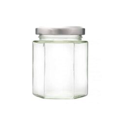 Vaso 380g (270ml), modello esagonale, con capsula color argento 6pz