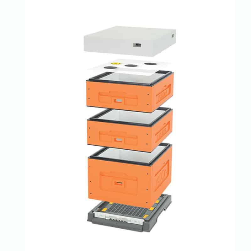 Arnia 10 favi cubo POLISTIRENE in KIT con doppio melario Dadant verniciata Orange Lyson - immagine 2