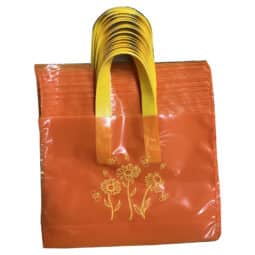 Busta regalo, color arancione, fantasia fiorellini, confezione 25 pezzi, 15*18h cm