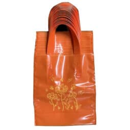 Busta regalo, color arancione, fantasia fiorellini, confezione 25 pezzi, 17*24h cm
